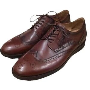 New Brown Leather Wingtip Shoes 8.5 Flag Ltd Napa Lace Up Made In Brazil